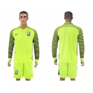 Brazil Blank Shiny Green Long Sleeves Goalkeeper Soccer Country Jersey