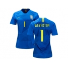 Women Brazil #1 Weverton Away Soccer Country Jersey