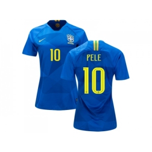 Women Brazil #10 Pele Away Soccer Country Jersey