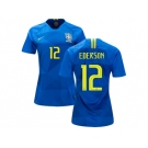 Women Brazil #12 Ederson Away Soccer Country Jersey