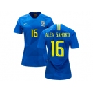 Women Brazil #16 Alex Sandro Away Soccer Country Jersey
