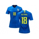 Women Brazil #18 Rafinha Away Soccer Country Jersey