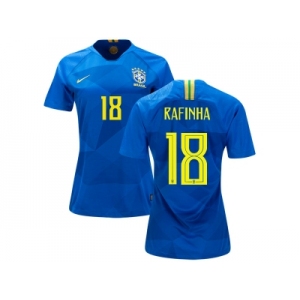 Women Brazil #18 Rafinha Away Soccer Country Jersey