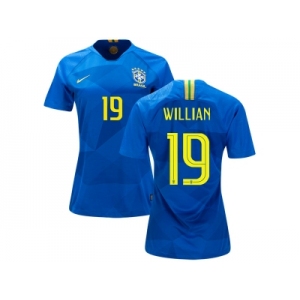 Women Brazil #19 Willian Away Soccer Country Jersey
