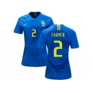 Women Brazil #2 Fagner Away Soccer Country Jersey