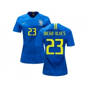 Women Brazil #23 Diego Alves Away Soccer Country Jersey