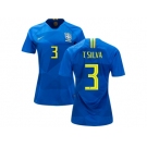 Women Brazil #3 T.Silva Away Soccer Country Jersey