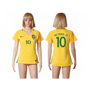 Women's Brazil #10 Neymar Jr Home Soccer Country Jersey