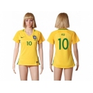 Women's Brazil #10 Pele Home Soccer Country Jersey