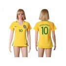 Women's Brazil #10 Ronaldinho Home Soccer Country Jersey