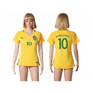 Women's Brazil #10 Ronaldinho Home Soccer Country Jersey