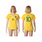 Women's Brazil #10 Zico Home Soccer Country Jersey