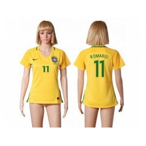 Women's Brazil #11 Romario Home Soccer Country Jersey