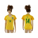 Women's Brazil #14 GIL Home Soccer Country Jersey