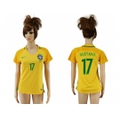 Women's Brazil #17 Gustavo Home Soccer Country Jersey