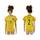 Women's Brazil #2 Danilo Home Soccer Country Jersey