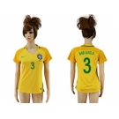 Women's Brazil #3 Miranda Home Soccer Country Jersey