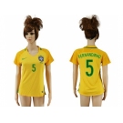 Women's Brazil #5 Fernandinho Home Soccer Country Jersey