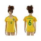 Women's Brazil #6 Kasmirski Home Soccer Country Jersey
