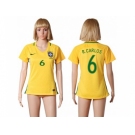Women's Brazil #6 R.Carlos Home Soccer Country Jersey