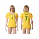 Women's Brazil #7 Hulk Home Soccer Country Jersey