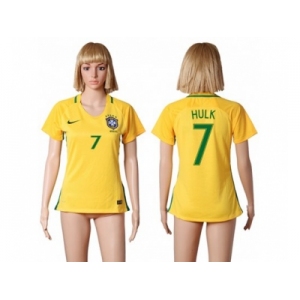 Women's Brazil #7 Hulk Home Soccer Country Jersey