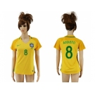 Women's Brazil #8 Augusto Home Soccer Country Jersey
