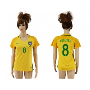 Women's Brazil #8 Augusto Home Soccer Country Jersey