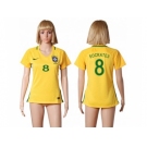 Women's Brazil #8 Socrates Home Soccer Country Jersey