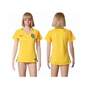 Women's Brazil Blank Home Soccer Country Jersey
