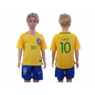 Brazil #10 Kaka Home Kid Soccer Country Jersey