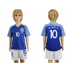 Brazil #10 Neymar Jr Away Kid Soccer Country Jersey1