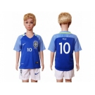 Brazil #10 Pele Away Kid Soccer Country Jersey