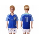 Brazil #11 Oscar Away Kid Soccer Country Jersey