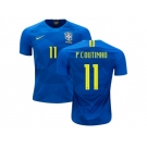 Brazil #11 P.Coutinho Away Kid Soccer Country Jersey