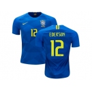 Brazil #12 Ederson Away Kid Soccer Country Jersey