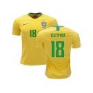 Brazil #18 Rafinha Home Kid Soccer Country Jersey