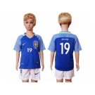 Brazil #19 Willian Away Kid Soccer Country Jersey