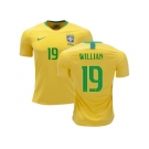 Brazil #19 Willian Home Kid Soccer Country Jersey