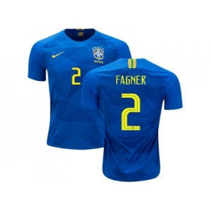 Brazil #2 Fagner Away Kid Soccer Country Jersey