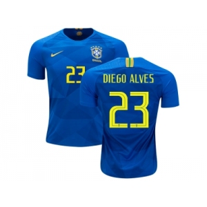 Brazil #23 Diego Alves Away Kid Soccer Country Jersey