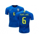 Brazil #6 Filipe Luis Away Kid Soccer Country Jersey