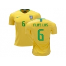 Brazil #6 Filipe Luis Home Kid Soccer Country Jersey