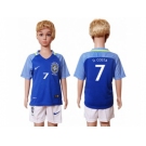 Brazil #7 D.Costa Away Kid Soccer Country Jersey