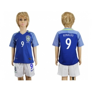 Brazil #9 Ronaldo Away Kid Soccer Country Jersey