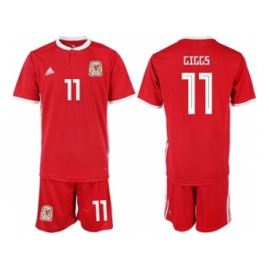 Wales #11 Giggs Red Home Soccer Club Jersey