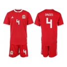 Wales #4 Davies Red Home Soccer Club Jersey