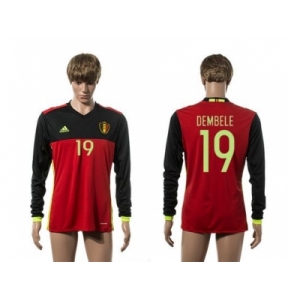 Belgium #19 Dembele Red Home Long Sleeves Soccer Country Jersey1