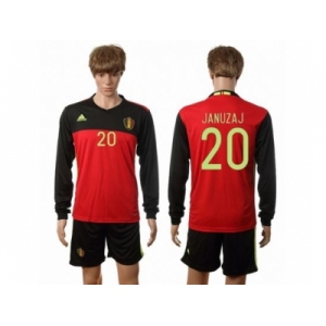 Belgium #20 Januzaj Red Home Long Sleeves Soccer Country Jersey