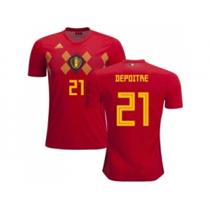 Belgium #21 Depoitre Red Soccer Country Jersey